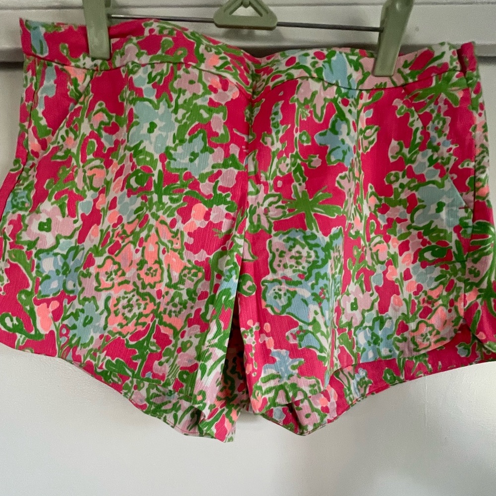 Lilly Pulitzer Pink and Green Floral Shorts